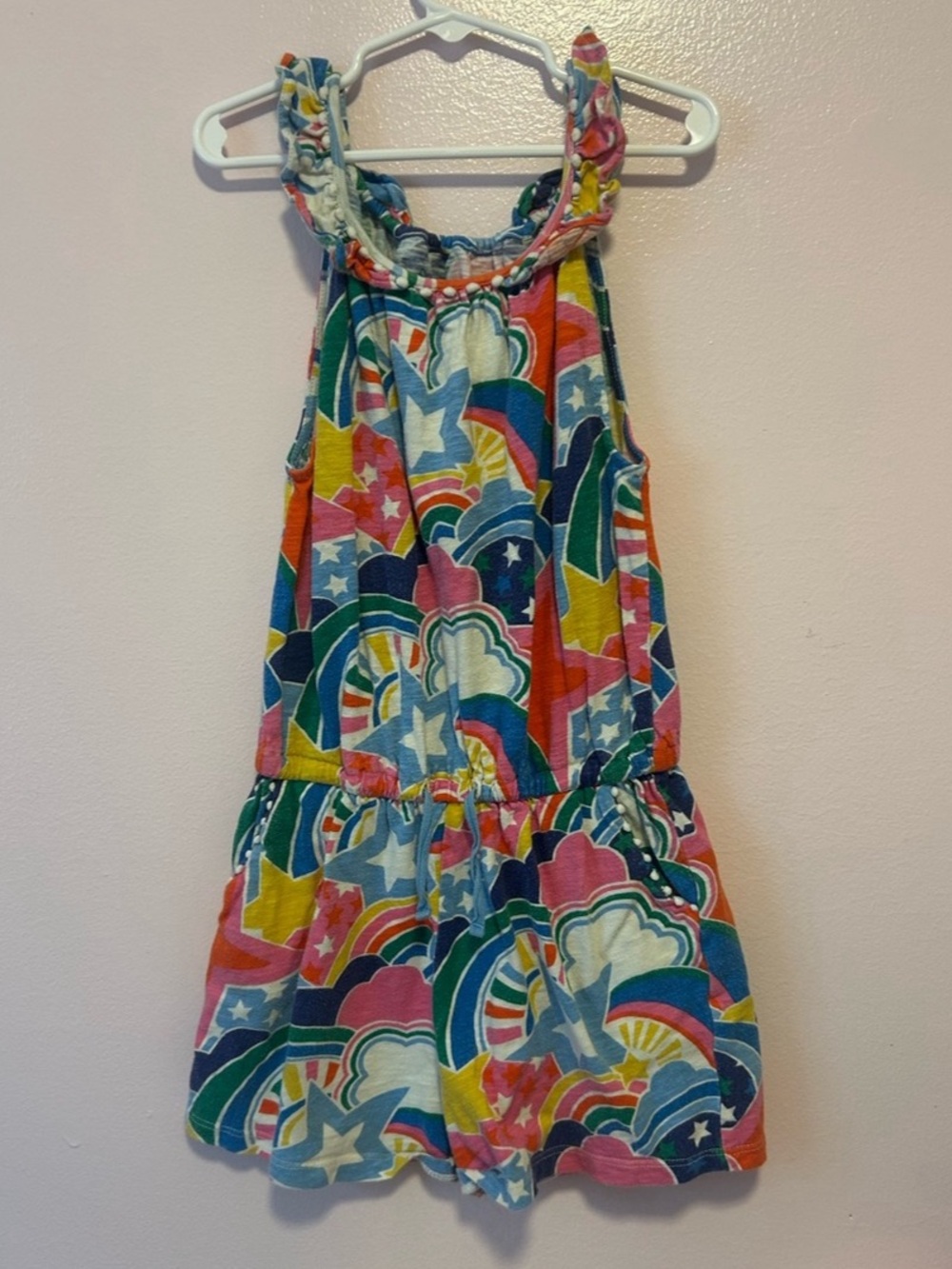 Mini Boden Bright Rainbow Print Romper Sz 7-8